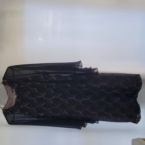 SLNY Black Lacy dress with attached cape / shall